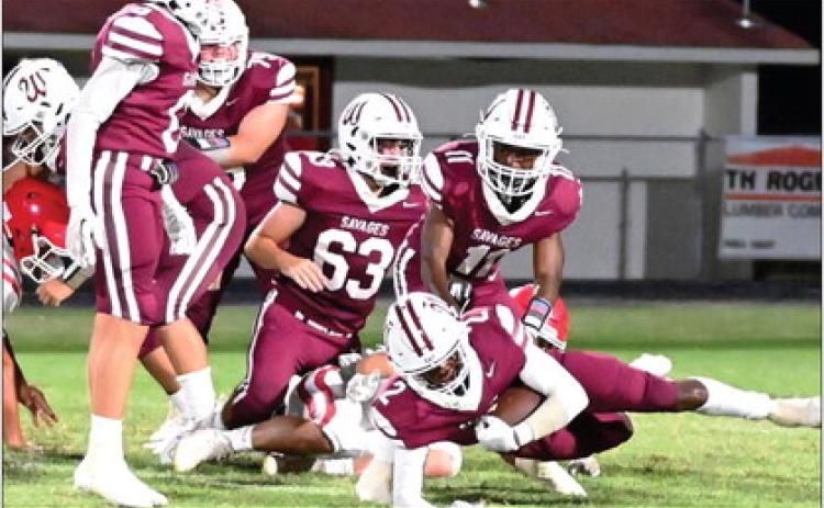 Wynnewood’s #2 Donovan Pittman tries to gain extra yards during last week’s loss to Davis. Wynnewood looks to rebound this week as they travel to play the Dibble Demons Friday night. Kick off is scheduled for 7 p.m. News Star photo by Don Coffey