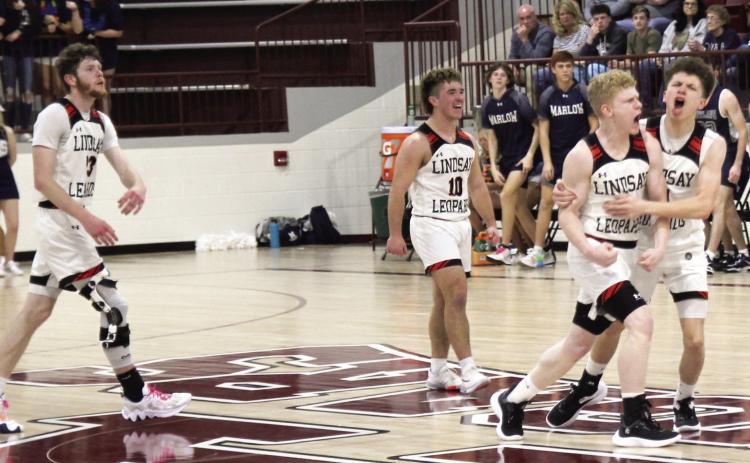 Lindsay faced the Marlow Outlaws for the fourth time this year in the Area Finals game played at Ada last week. The Leopards pulled out the third victory of the season against the Outlaws 40-36 to advance to the State Tournament played in the Jim Norick Arena at the State Fair Grounds Thursday at 9 a.m. The Leopards face off against the number two ranked Millwood Falcons. News Star photo by Sheryl Kochert