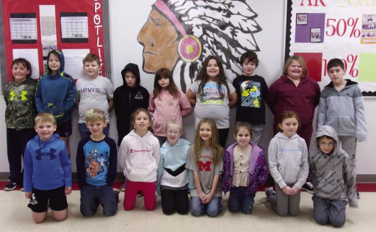 Second Grade 100% AR, front row, from left: Hudson Davis, Brennan McKinley, Jasmine House, Adalynn Collins, Kimbre Farley, Addisyn LaDue, Jaelyn Travis, Jacob Steakley. Back row: Case Baker, Ely Morse, Justin Hill, Zaiden Jones, Kateri Prather, Paisley Grahm, Landon Lawrence, Emsley Morrison, Lawson Thompson. (Absent: Eleanor Seymour.) Photo courtesy of Heather Ivey.