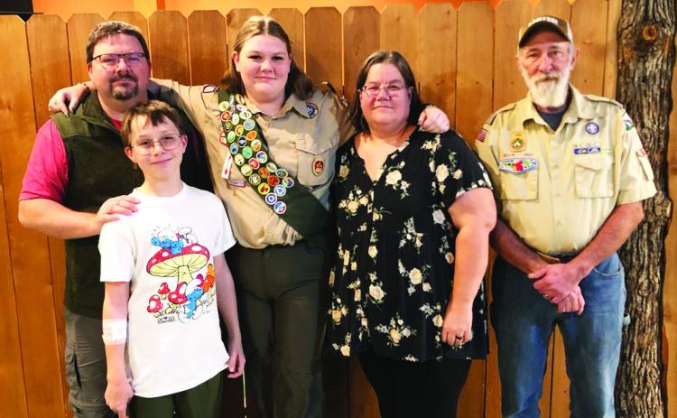 Jadyn Jackson (third from left) is the first girl to achieve Eagle Scout Rank in the Arbuckle Area Council