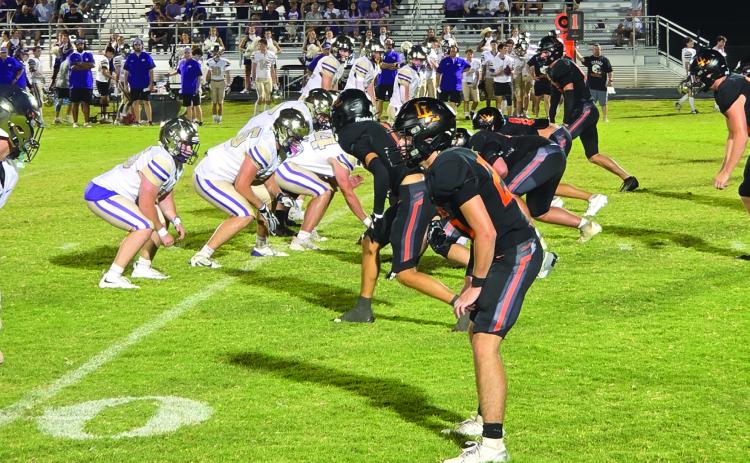 Lindsay Leopards and CCS face off around the 40 yard line.