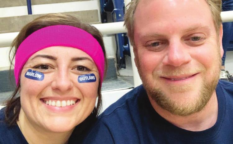 Senator Jessica Garvin and Representative Brad Boles at a charity basketball game in Marlow with the Blew Crew April 8. The game was played to benefit the Marlow Parent Teacher Organization. Courtesy Photo