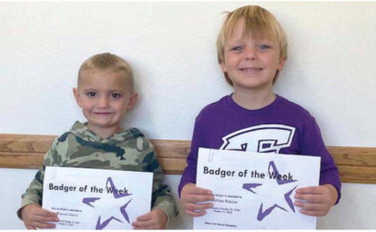 The Elmore City-Pernell Elementary School Badgers of the Week for the week of Oct. 28 are Branson and Lochlyn. Both boys are in Mrs. Watson's class. Courtesy photo