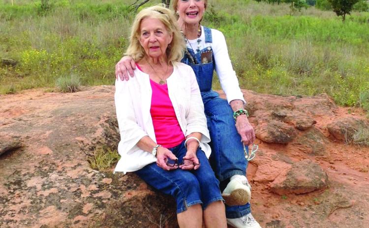 Twila June Adams, left, and Betty Sue Adams, enjoy the beauty of their original allotted land outside of Lindsay, Oklahoma. Photo courtesy of Chickasaw Nation