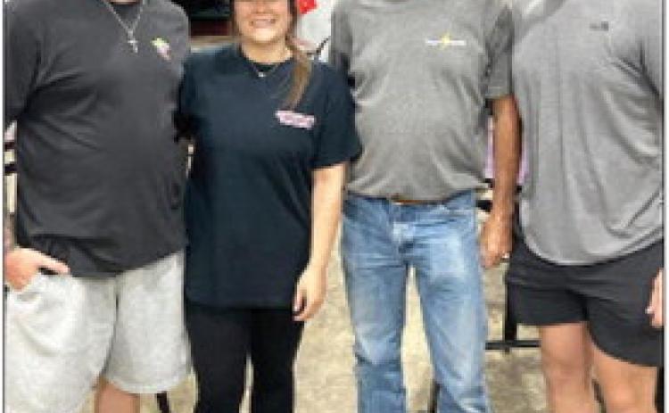 Dusty Jablinske, Ashley Kile, Troy Whitefield and Connor Williams captured first place with a score of 6-under-par for nine holes at the Pauls Valley Municipal Golf Course's Thursday evening scramble May 9. Courtesy photo