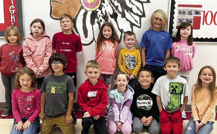 1st Grade Mrs. Smith's Class, front, from left: Caroline Montgomery, Jayden McKee, Paxton Lemieux, Brittyn Hailey, Beaux Covert, Jace Barth, Jacey Armstrong. Back: Ellie Williams, Kamryn White, Jaxson Thompson, Charlee White, Bo Oldham, Cavan Murray, Myra Moring. Photo courtesy of Heather Ivey.