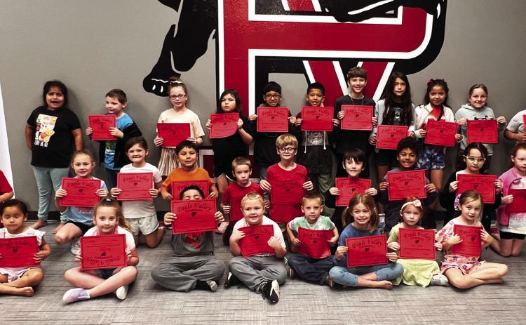 Pauls Valley‘s Little Panthers for the Month of April are Daniela Vazquez, Brier Pearson, Jessa Cottrell, Iris Tingey, Jose Blanco, Alexis Barahona, Bo Jones, Kairi Gatica, Danixy Bustillo, Chloe Lane, Mathias Larin, Addi Higgins, Baylee White, Brinlyn Balm, Rafael Mejia, Wyatt Jaurgui, Remington Weaver, Russel Bowen, Mayer Prince, Luna Flores, Beige Brumley, Kayla Canizalez, River Peters, Vincent Hernandez, Mason Neal, Raiden Bergner, Khloey Maine, Celeste Gilliland and Malia Wallace. Courtesy photo