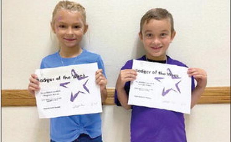 Elmore City - Pernell Elementary Badgers of the Week for the week of September 5 are Kaylynn Harrell and Sawyer Parker. Both students are in Mrs. McCleskey's class. Danny and Nancy Dill are sponsoring the Badger of the Week program at EC-P schools. Photo courtesy of Ms. Jennifer Earp.