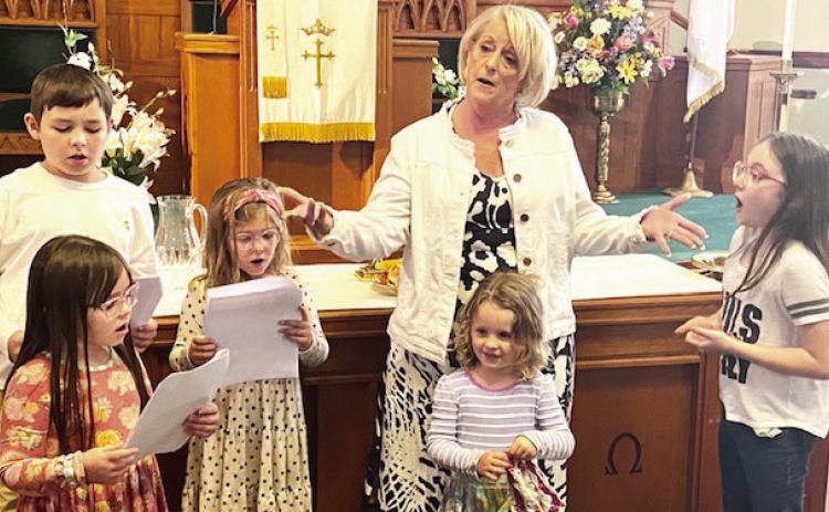 Vicki Rennie rehearsing a piece from 'The Sound of Music' with members of the children's choir in preparation for Sunday's 'Broadway Meets Vivaldi' concert presented by the Garvin County Choral Society and Sinfonietta.