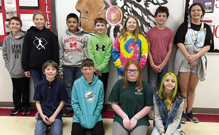 100 Percent Accelerated Readers from Mrs. Ray's fifth grade class are (front row) Tatum Manning, Colby Sherrill, Courtney Walker, Aarilyne Young, (back row) Ryker Bailey, Elise Beach, Christofer Cayton, Easton Davis, Maralee Finely, Isaac Galaviz and Neveah Hayes. Not pictured are Hadley Clune and Johnathan Holguin. Photo courtesy of Heather Ivey.