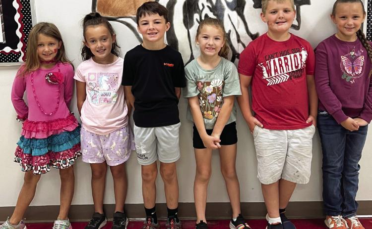 Maysville Elementary second grade students who have achieved 50% of their accelerated reader goals for this semester include (l-r) Tessa Alpha, Linnex Arnold, Auggie Bain, Myka Moring, Liam Ring and Kierra Woods. Courtesy photo