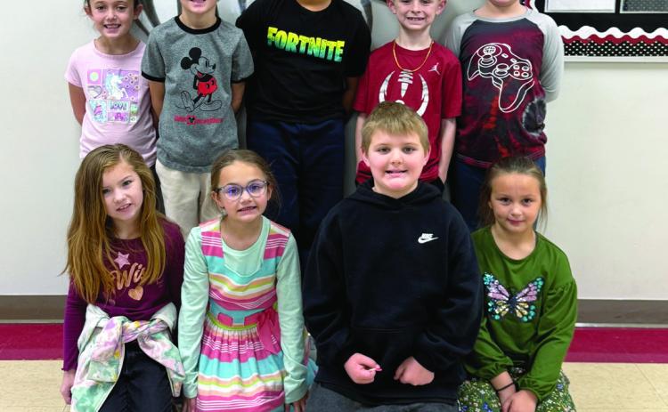 Maysville Elementary School students from Mrs. McCaskill's second grade class who achieved 100% of their AR goals for the second nine weeks are: (back row, l-r) Linnex Arnold, Auggie Bain, Mason Barrett, Paxton Lemieux, Hayden Moore, (front row, l-r) Myka Moring, Sarabella Pope, Liam Ring and Kierra Woods. Not pictured is Cole McClain. Courtesy photo