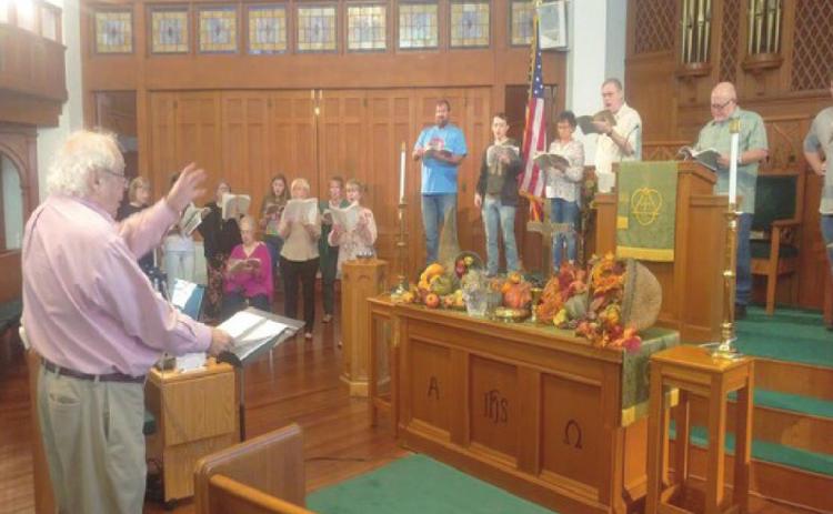 Garvin County Choral Society and Sinfonietta in a recent rehearsal at Pauls Valley's Presbyterian Church