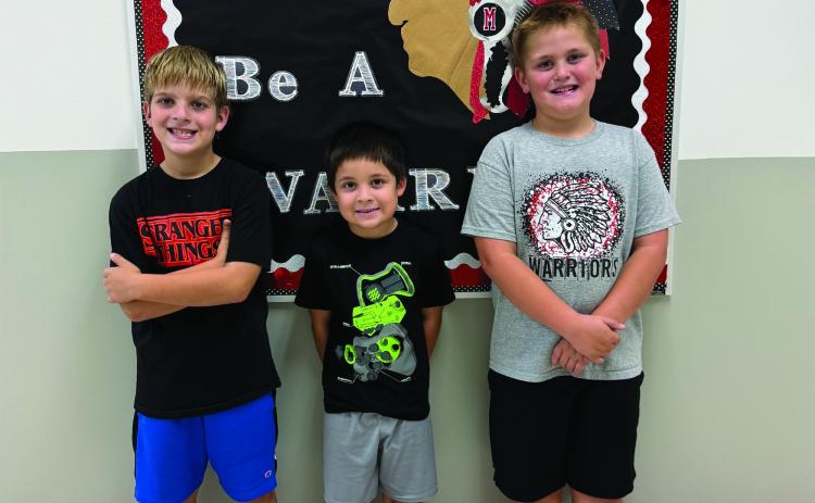 Maysville Students of the Week are, from left, second-grader Bobby Deviney, kindergartener Antonio Crisanto and second-grader Kyler Moore. Courtesy photo