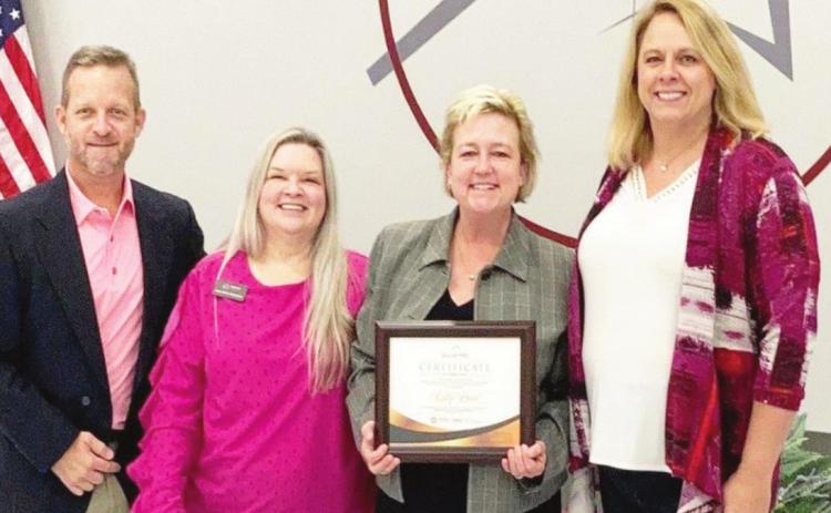 Attending the BISCert Pro graduation ceremonies at Gordon Cooper Technology Center in Shawnee were Wade Jarlsberg, MATC BIS Director; Lori Broyles, OCDTE Regional Coordinator; Kelly Reed, MATC Coordinator of Adult Short-term Programs and BISCert Pro graduate; and Cara Laverty Pattison, ODCTE Regional Coordinator.