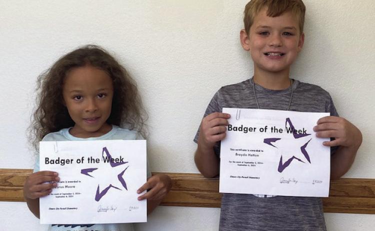 The Elmore City-Pernell Elementary School Badgers of the week for the week of Sept. 3 are Cyrus Moore and Braydn Hatton. Both students are in Mrs. Castner's class. Courtesy photo