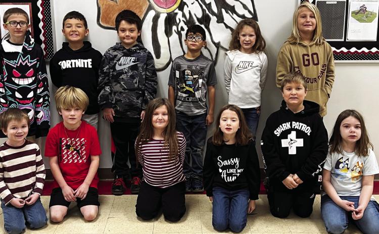 Mrs. Ring's 2nd Grade - Back row, left to right: Jace Barth, Beaux Covert, Jose Gutierrez, Jayden McKee, Caroline Montgomery, Cavan Murray. Front row: Billy Oldham, Wyatt Phelps, Ashlynn Roberts-Alpha, Charlee Smith, Jaxson Thompson, Kamryn White. Not pictured: Ellie Williams. Photo courtesy of Heather Ivey.