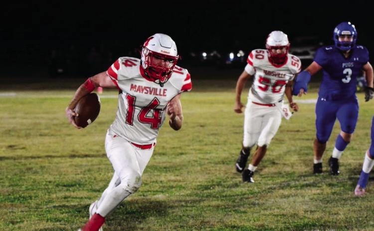 Maysville’s Bryce Shannon (14) was recently selected 8-man All State and First Team All District running back. News Star photo by Denny Park